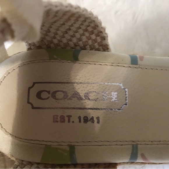 Coach Logo "Mindy"  Espadrille Wedges with Ankle Ties Size 9 - Picture 12 of 13
